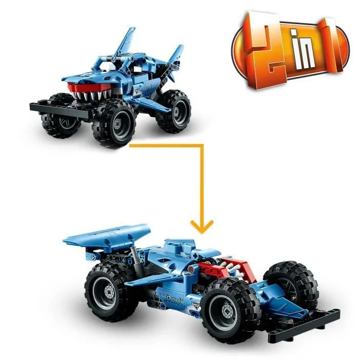 LEGO® 42134 Technic Monster Jam Megalodon, Voiture Jouet pour Enfants +7 Ans 2 en 1 Truck et Low Racer Lusca à Rétrofriction-3