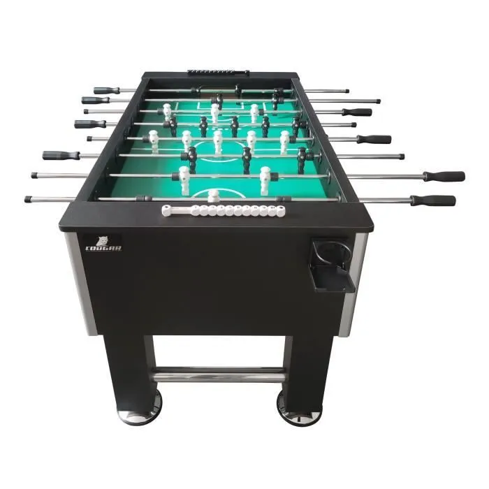Babyfoot COUGAR Defender - Noir, 11 Poupées Noires, 11 Poupées Blanches - Support pour Gobelets - Intérieur-2