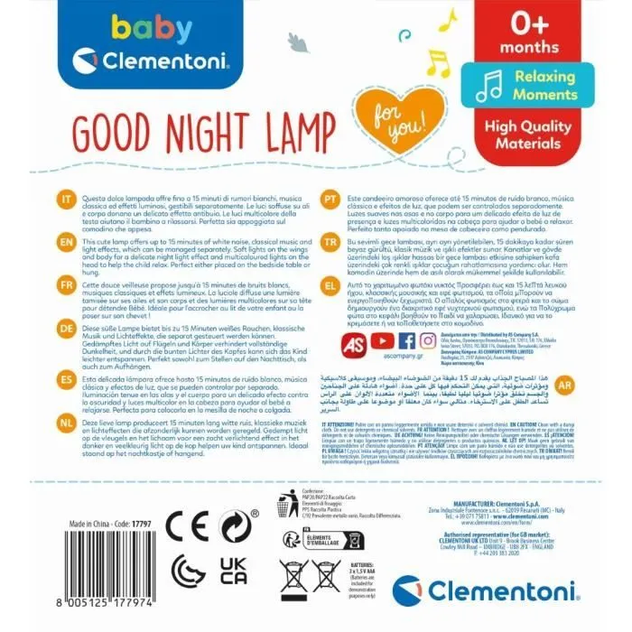 Veilleuse Luciole - Clementoni - Lumières et musiques - Blanc - Mixte - Dès la Naissance - Pile-3