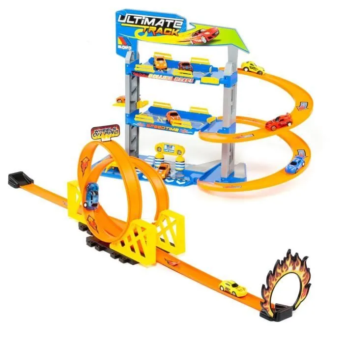 Garage à jouets Moltó - Parking avec 2 Boucles et 3 Étages - 2 Voitures à Friction Incluses-1