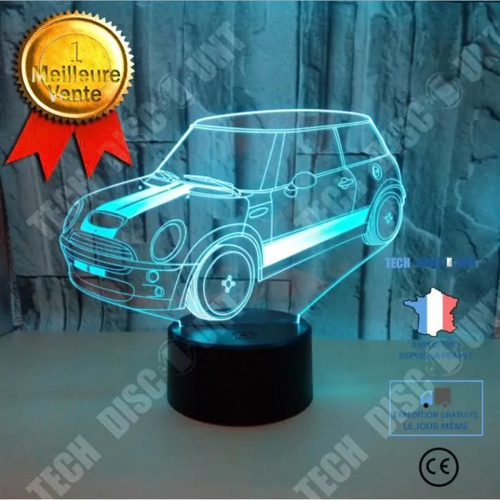 TD® Veilleuse 3D Tableau Bureau Lampes 3D Glow LED Décoratif USB Voiture 7 Couleurs-0