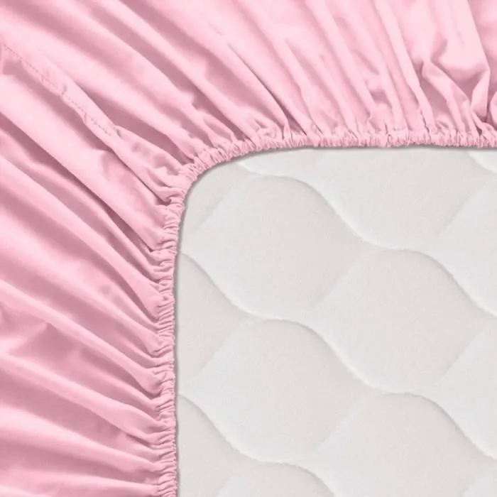 Drap-housse - Basic - 90x200 - Rose pâle - Coton - 100% naturel-2