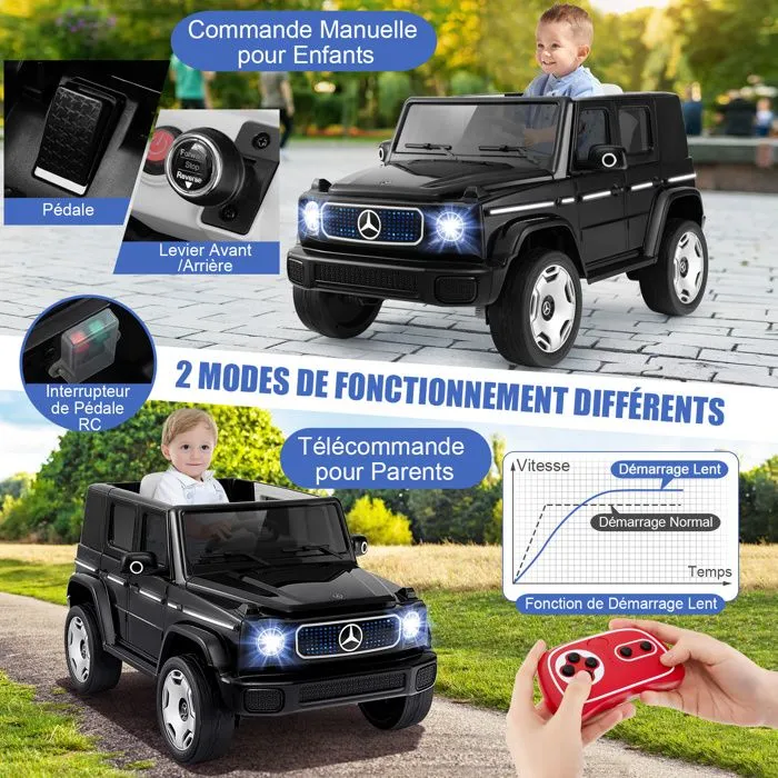 Mercedes-Benz Voiture Électrique Enfant - COSTWAY, 4 Roues Motrices, Télécommande, Lumières LED, Musique et Klaxon, 3-8 Ans, Noir-2