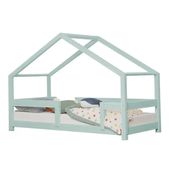 Lit cabane enfant LUCKY 120 x 190 bleu clair-0