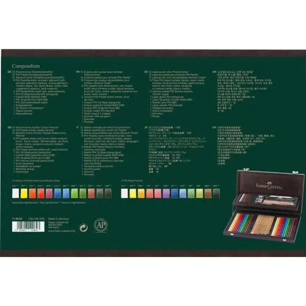 Coffret de crayons couleurs - Faber-Castell - Bois teinté wengé - 12 Polychromos - Aquarellables - Pitt Pastel-1