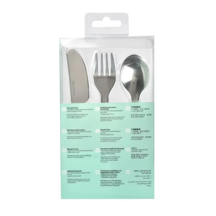 BEABA, Set de 3 couverts inox old pink-2