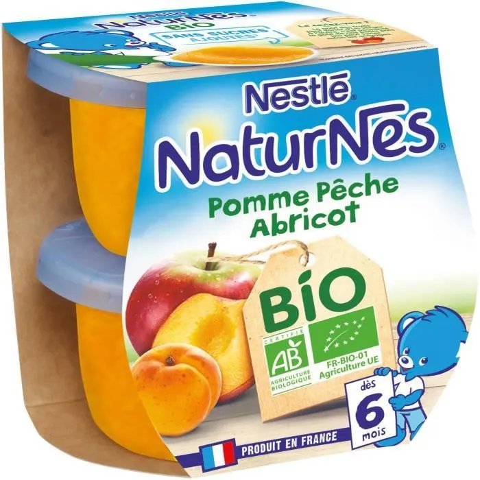 NESTLÉ Naturnes Bio Pomme Pêche Abricot - 2x115 g - Dès 6 mois-1