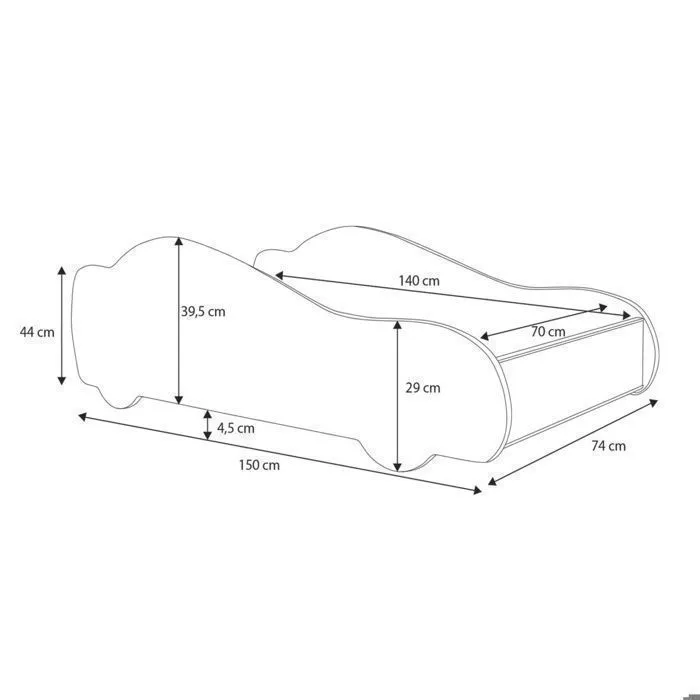Lit enfant auto pour un garçon "Batcar"+ sommier 140x70 cm-4