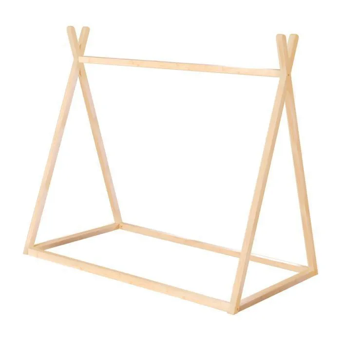 Lit Tipi 70 x 140 cm pour Enfants ROBA - Bambou Certifié FSC - Lit Indien pour Garçon et Fille - Finition Naturelle-0