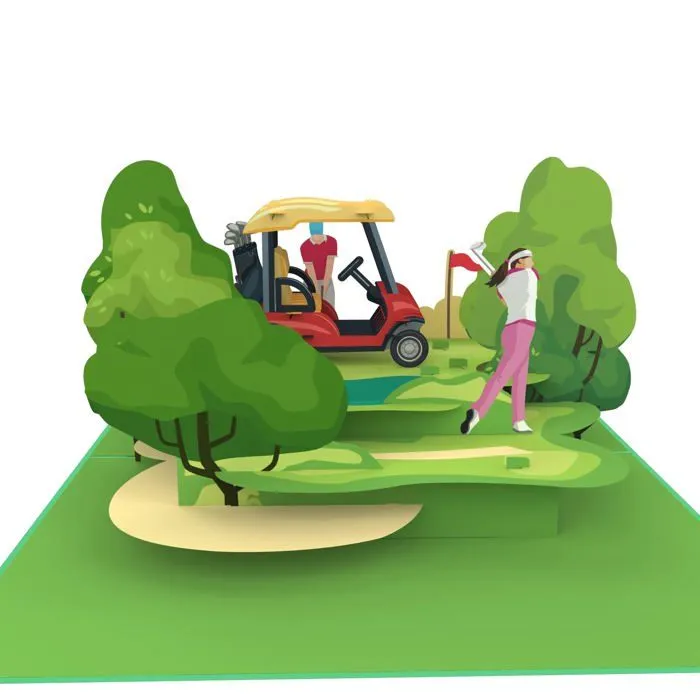 Mokio - DDD-088 - ® Carte Pop-Up Golf Carte cadeau 3D pour un anniversaire, Chèque cadeau pour un golfeur-3
