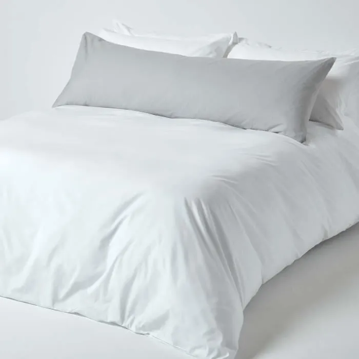 Taie de Traversin - Coton - Gris Acier - 200 fils - 50 x 140 cm - Hypoallergénique-1