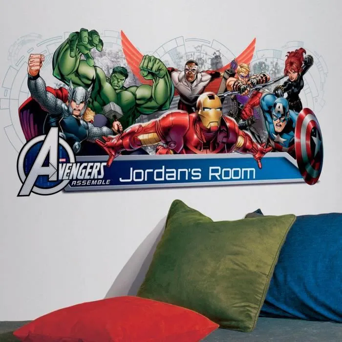 Stickers - Marvel - Avengers - Personnalisable - H42 x L99cm - Décoration murale enfant-0