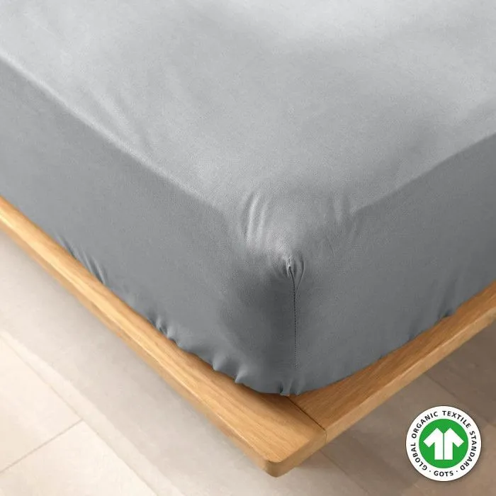 Drap Housse en Coton "Biolina" 140x190cm Gris-5