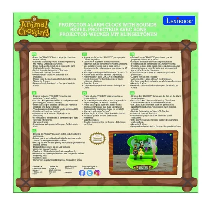 Réveil Projecteur Animal Crossing en 3D avec Sons-4