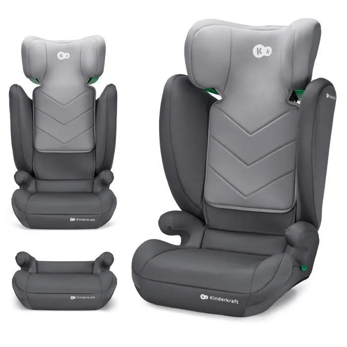 Siège auto I-size 100-150 cm - KINDERKRAFT I-SPARK - Rehasseur pour enfants - Installation rapide - Systèmes de sécurité - Gris-0