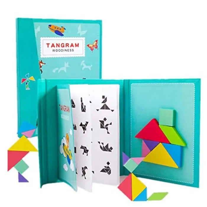 Casse-Tete FXQTZ jeux de livre de puzzle énigmes tangram de voyage magnétiques-0