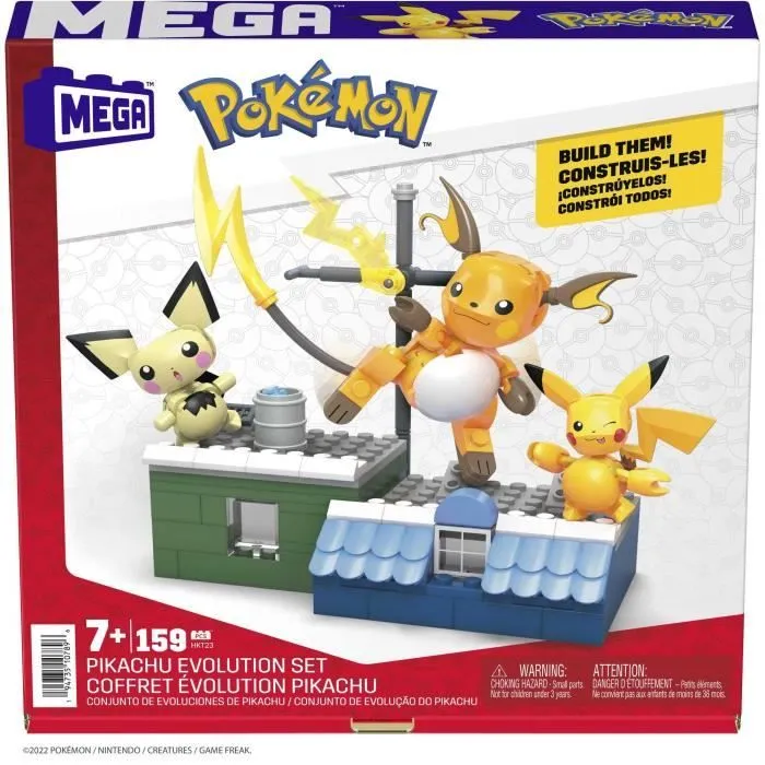 MEGA Pokémon-Coffret de construction Pikachu-Coffret avec 3 figurines articulées (160 pièces) pour enfants HKT23-5