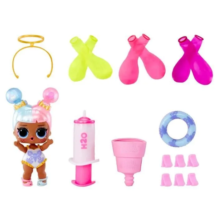 L.O.L. Surprise Water Balloon - Mini poupée 7,5cm - Coiffure ballon d'eau avec paillettes - 3 paires de ballons incluses-3