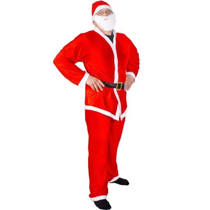 Costume de Père Noël - SPRINGOS - 5 pièces - Doux - Rouge - Mixte-2