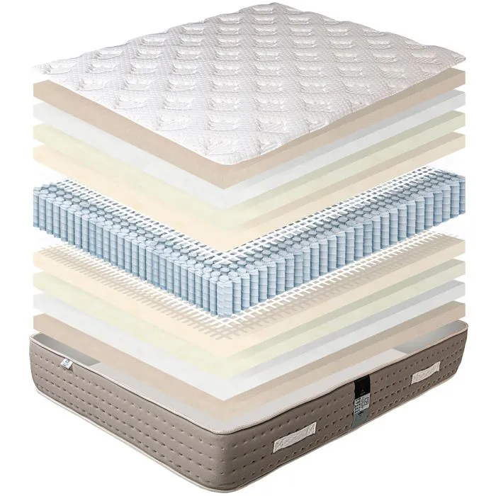 Ensemble matelas Dreamlux, 26 cm ressorts ensachés mémoire de forme ferme réversible+sommier blanc ep 13cm + oreiller + couette-3