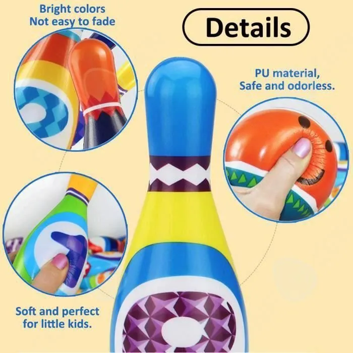 Boules de bowling jouets CONFOZEN® 10 bouteilles de 2 boules Conçu pour les enfants Sûr et respectueux de l'environnement-1