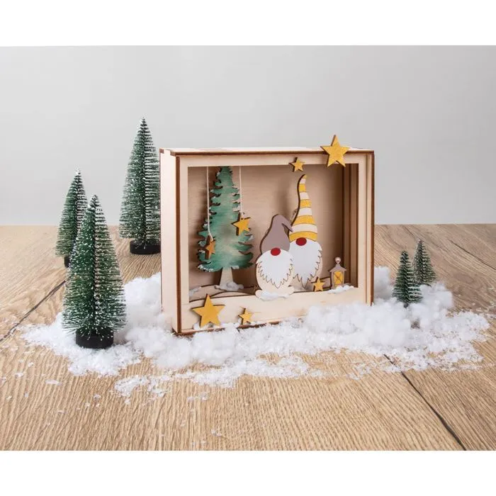 Cadre lutins du père Noël en bois à décorer-1