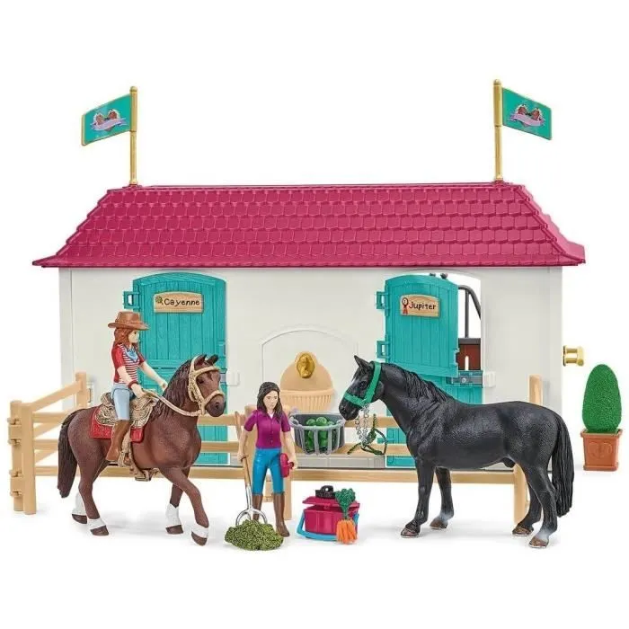 Grand Centre Équestre de Lakeside pour chevaux schleich, Coffret figurines schleich avec 192 éléments inclus dont 2 chevaux, Écurie-4