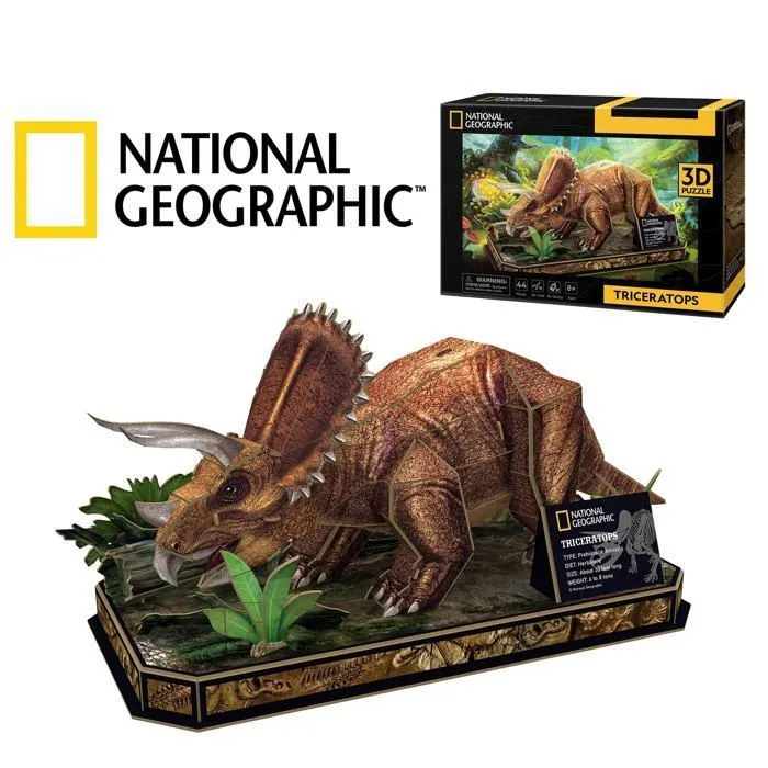 Puzzle 3D - National Geographic - Triceratops - 44 pièces - Pour enfants 8 ans et plus - Facile à assembler-1