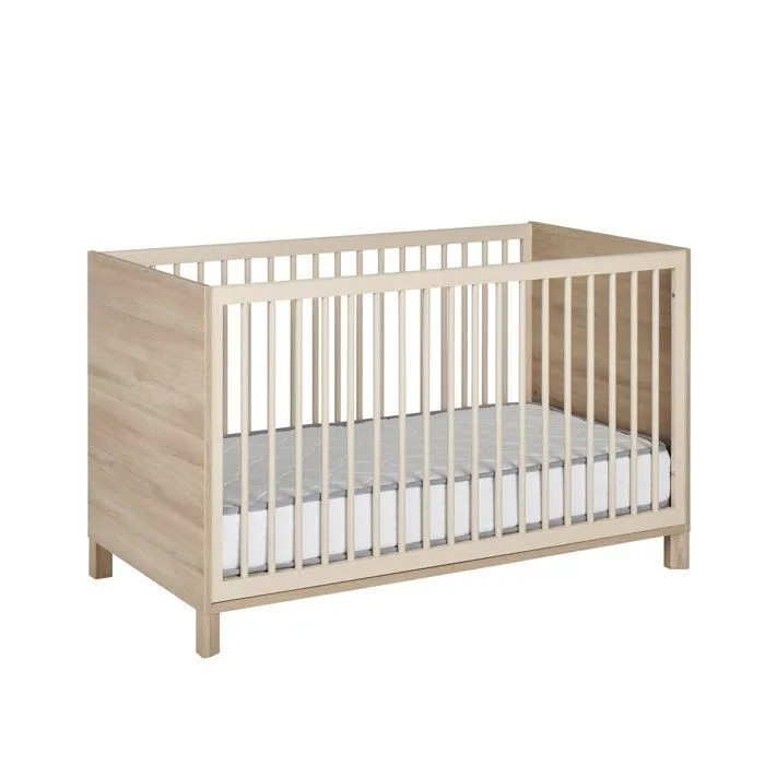 Lit bébé évolutif 70cm x 140cm finition biscuit effet bois chêne-1