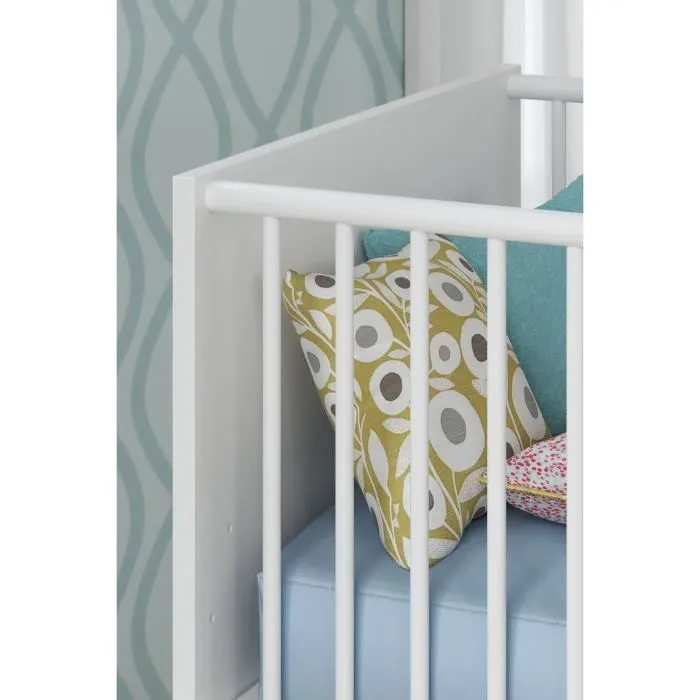 Chambre bébé Duo : Lit 70 x 140 cm + Commode à langer NIKO - Blanc - TREND TEAM-4
