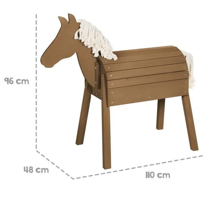 ROBA Cheval d'Extérieur en Bois Massif pour Enfant - sans Bascule - Cheval de Jeu en Brun-2