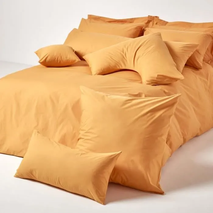 Taie d'oreiller Jaune Moutarde 100% coton Egyptien 200 fils 40 x 80 cm-3