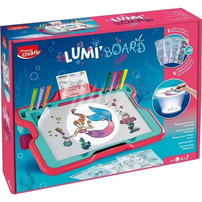 Machine à dessiner MAPED Lumi Board - Sirènes - Age 4+ - Projection lumineuse - 5 niveaux de difficulté-3