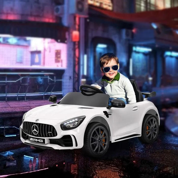 Voiture électrique enfants - AIYAPLAY - sous licence Mercedes-Benz AMG GTR - 12V - télécommande 2,4G - max. 5 km/h - phares - blanc-1