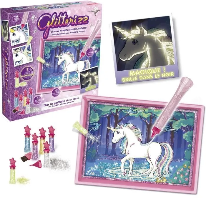 LANSAY - GLITTERIZZ® - Licornes Phosphorescentes Pailletées - Pour Enfant à partir de 5 ans-0