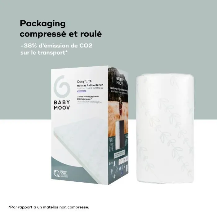 BABYMOOV Matelas Cosy'Lite Antibactérien, élimine naturellement les bactéries, 70x140 cm-5