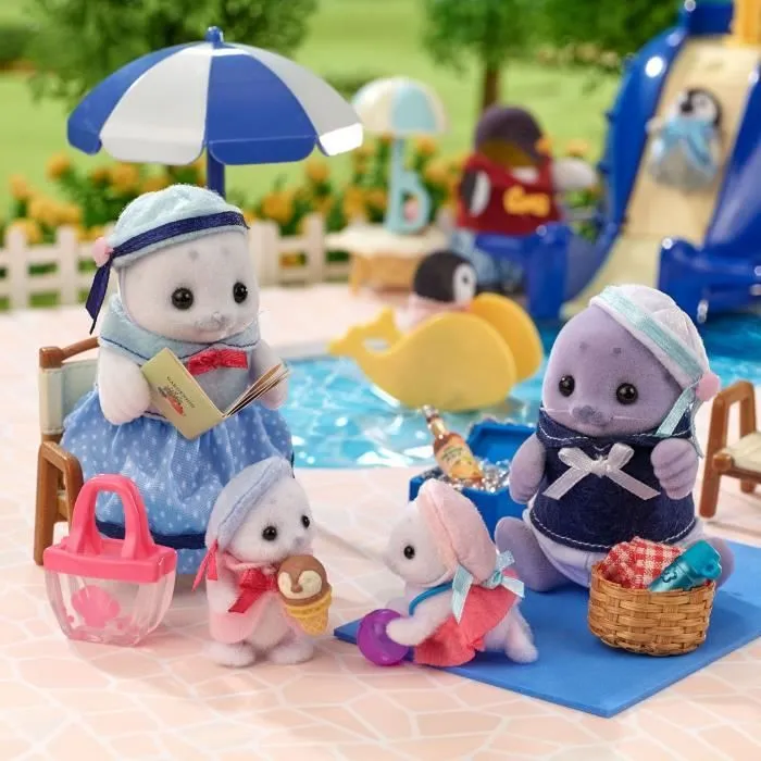 Famille Articulée - SYLVANIAN FAMILIES - Famille Phoque - 4 Personnages et Accessoires de Plage-6
