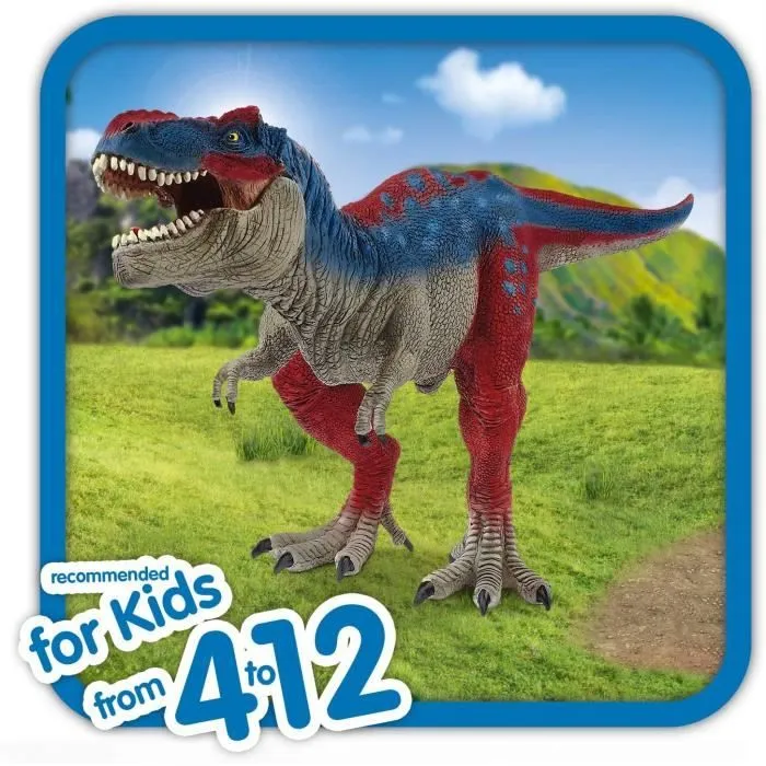 Figurine Tyrannosaure Rex bleu, Schleich 72155 Dinosaurs, Taille 28 cm, Dès 3 ans-2