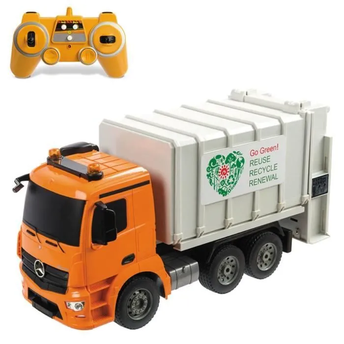 Véhicule radiocommandé Mercedes Arocs Camion poubelle 1/20ème avec sons et lumières-4