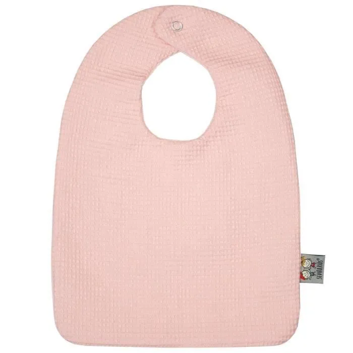 Bavoir bébé en coton nid d'abeille Naissance Rose-0