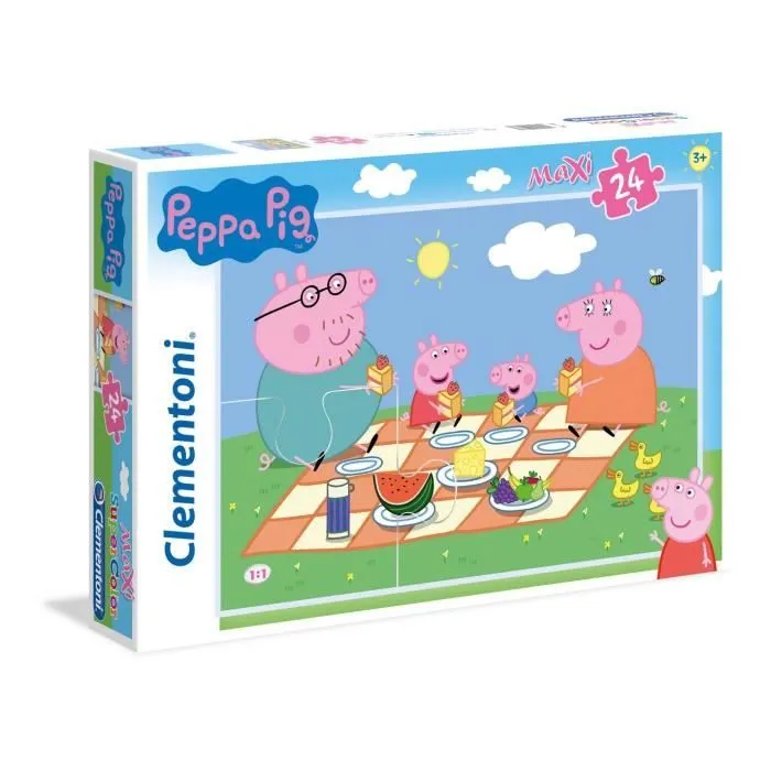 Puzzle 24 pièces Maxi Peppa Pig - Clementoni - Dimensions 62 x 42 cm - Pour enfants à partir de 3 ans-0