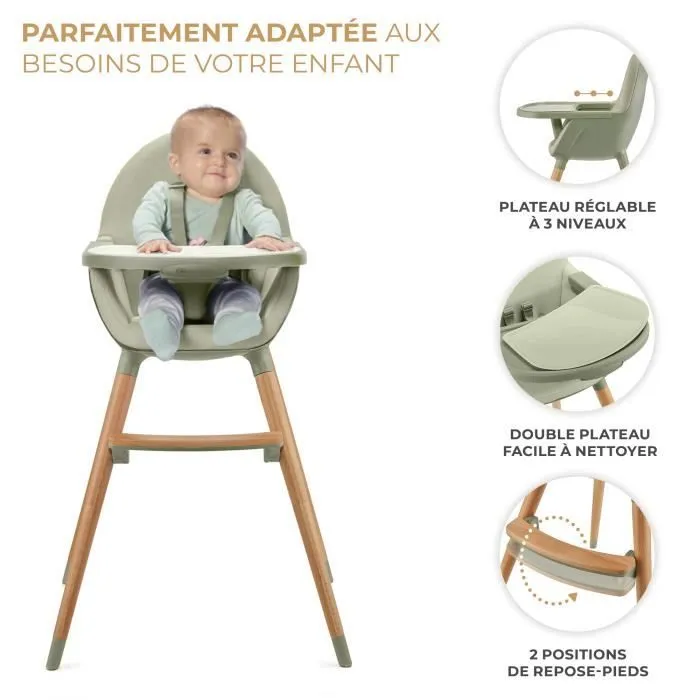 Kinderkraft Chaise haute FINI 2 Vert-2