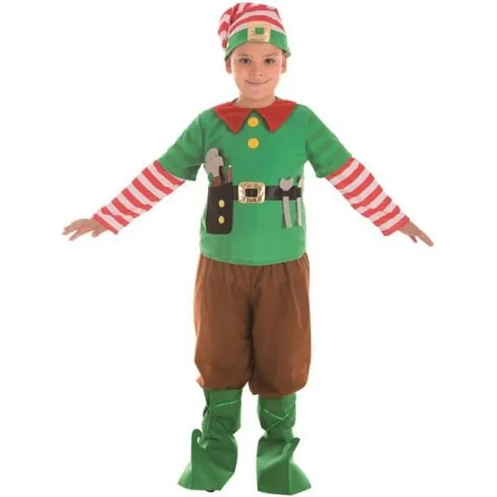 Déguisement d'elfe pour enfant - DisfraZZes - Modèle de Noël - Chemise, pantalon, couvre-bottes et chapeau-0