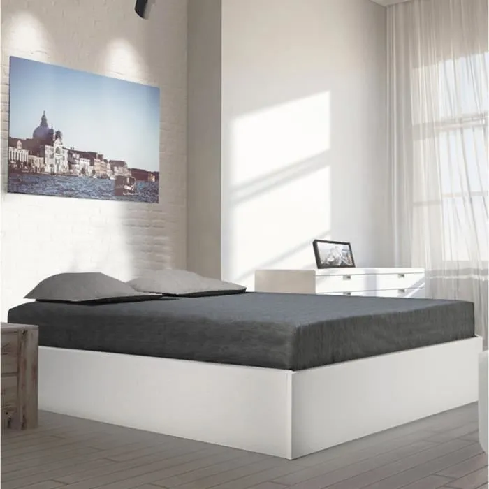 Lit coffre BILBAO 160x200 cm + sommier / blanc 196x147x33 cm-0