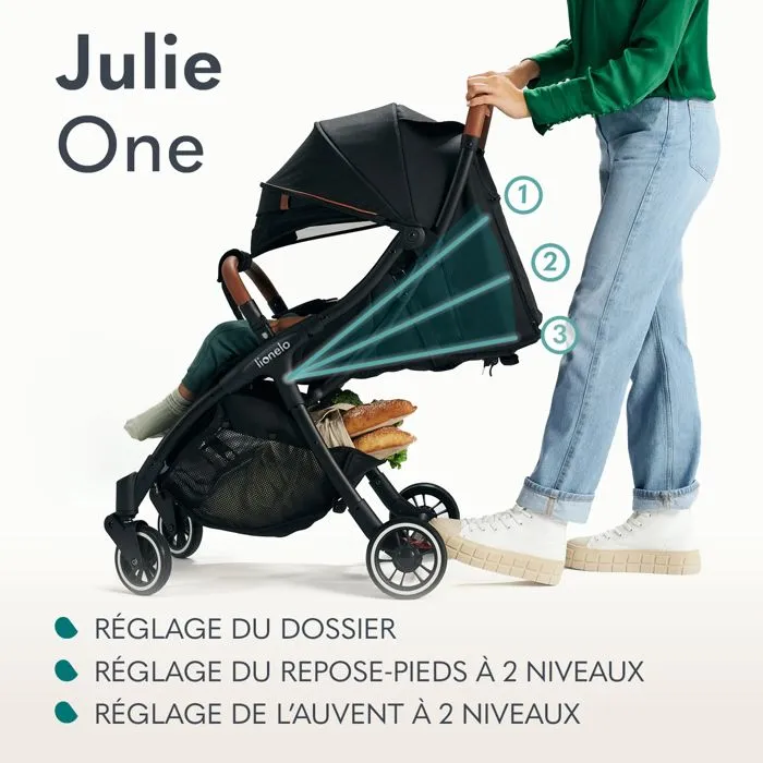 Poussette canne compacte LIONELO Julie One - Jusuq'à 22 Kg - Légère & pliable - Accessoires - Noir/Rose Gold-2