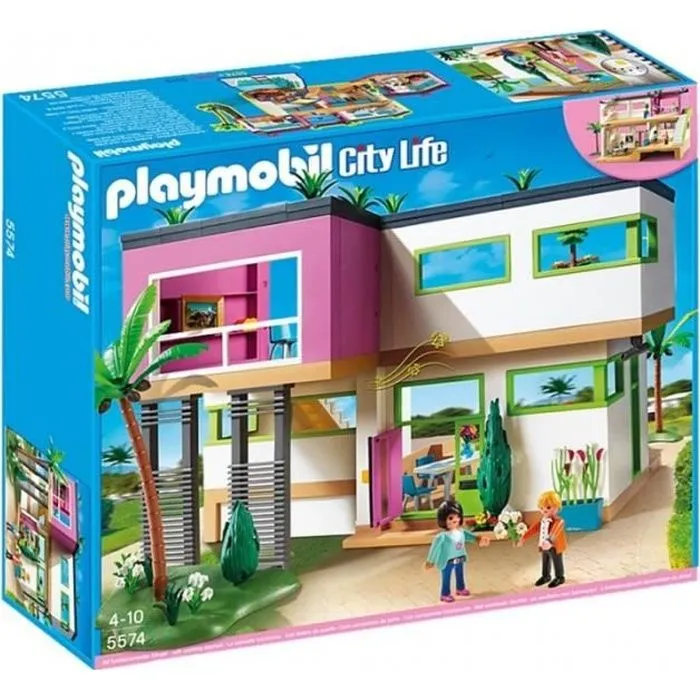 Maison de jeu - PLAYMOBIL - 5574 - 2 personnages - 4 espaces de jeux - Accessoires inclus-0