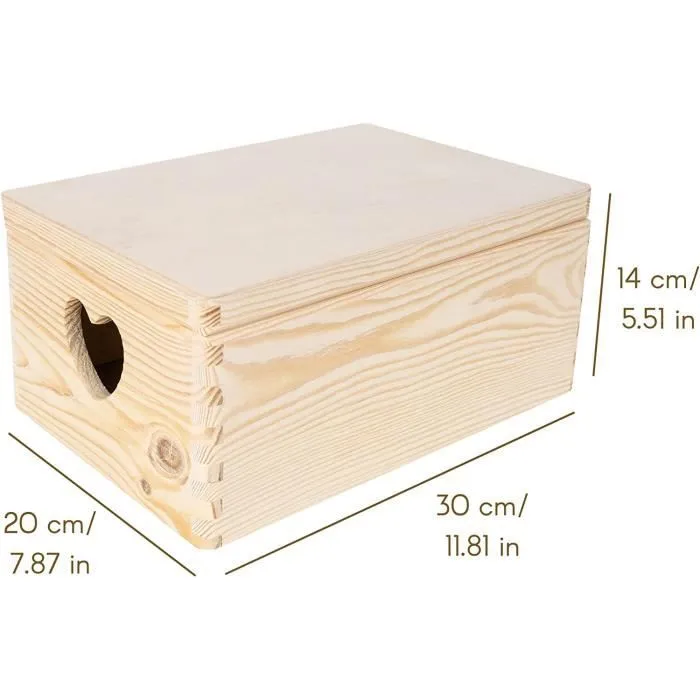 Creative Deco Caisse Bois Rangement 30x20x14cm - Boîte de Rangement Bois - Boite Rangement Cuisine - Caisse de Rangement Couvercle-3