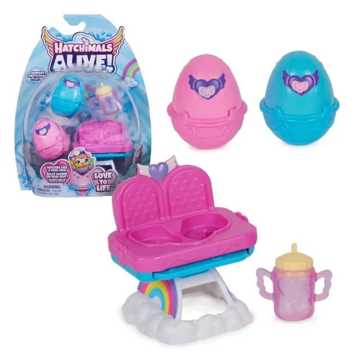 Figurines à collectionner - SPIN MASTER - Hatchimals Alive - Pack de 2 œufs - Chaise haute - Accessoires inclus-0