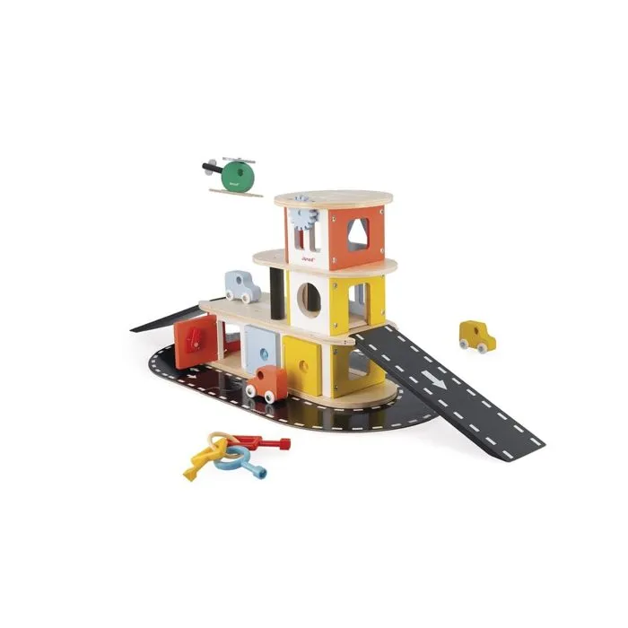 Garage en Bois Bolid - Janod - Véhicules et Circuit Voiture - Dès 2 ans-2