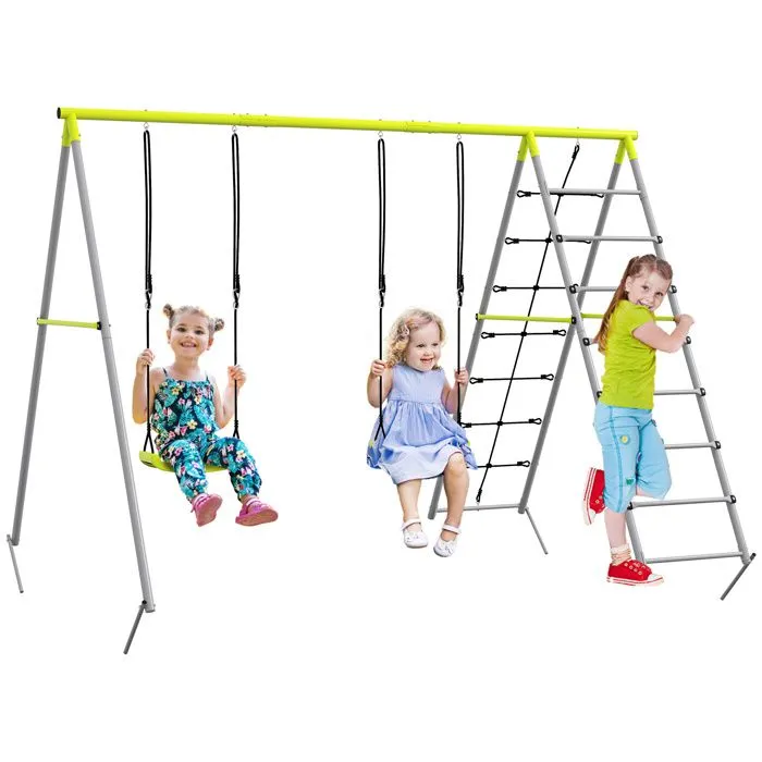 Outsunny - Balançoire pour enfants - Métal - 260x185x180cm - Vert-0